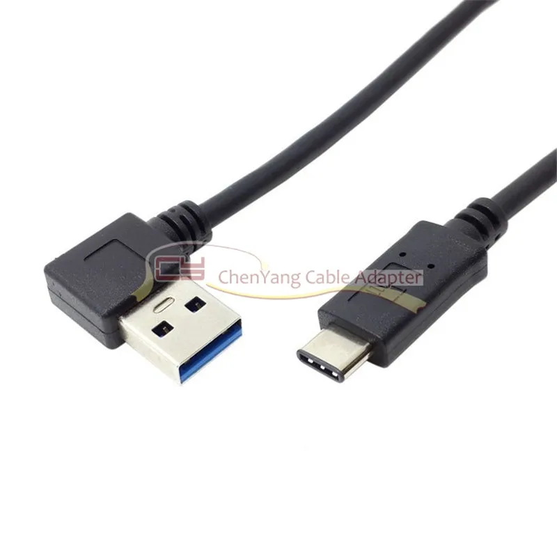 Реверсивный дизайн USB 3 0 1 Type C папа до 90 градусов левый Угловой Мужской кабель для