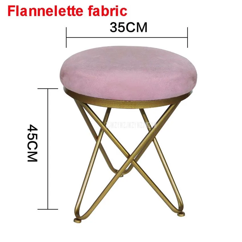 Pink Flannelette Современный роскошный мягкий табурет для ног круглый/кожаный покрытый спальня обувь сменный диван боковой табурет железные ножки мебель для дома - Цвет: Pink Flannelette