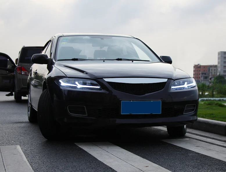 2 шт. светодиодный головной светильник s для Mazda 6 2003-2008 автомобильный светодиодный светильник s двойной ксеноновый Объектив Автомобильные аксессуары дневные ходовые огни противотуманный светильник