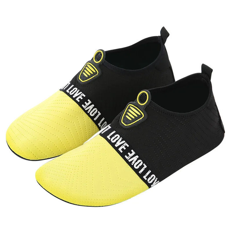 Yellow-Black Взрослые дети шлепанцы для Плавания водные виды спорта Дайвинг носки обувь быстросохнущая пляжные босиком Аква для подводного плавания Нескользящие резиновая подошва - Color: Yellow-Black