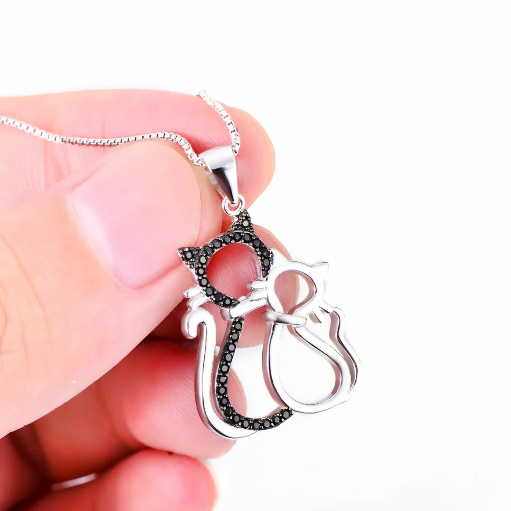 Sterling Silver Jewelry S925 Creative Cat Pendant Necklace for birthday gift | Украшения и аксессуары