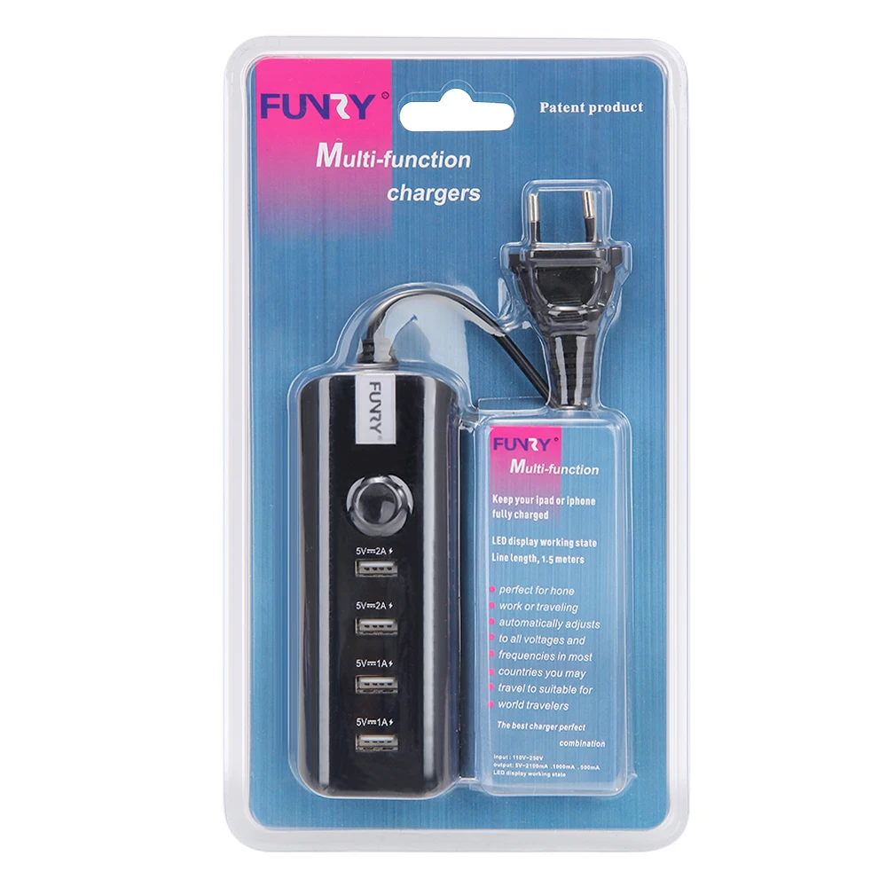 Funry USB розетка штепсельная вилка европейского стандарта мини зарядное устройство