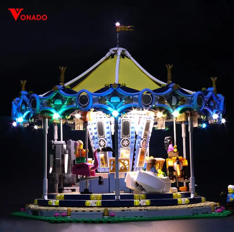 3 Lights for 10257 Светодиодный светильник для лего 10261 горки 10257 уличная карусель 10247 совместимый 15039 15036 15012 создатель города строительные блоки - Цвет: 3 Lights for 10257