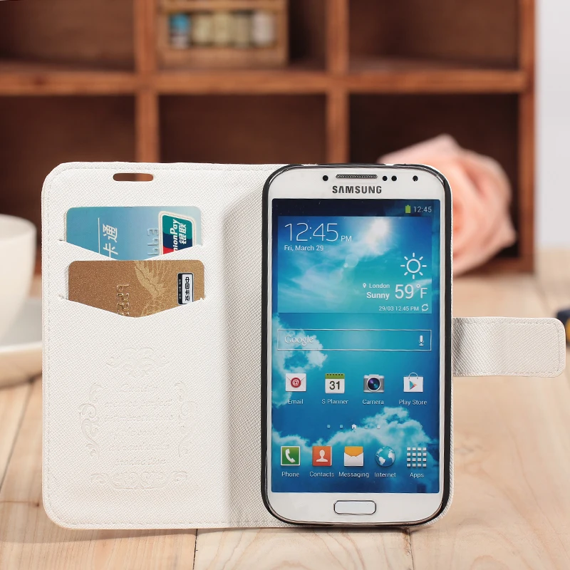 For Samsung galaxy S4 cases leather cross line print holder retail phone with card brand|s4 case|s4 bumpers4 headphone |