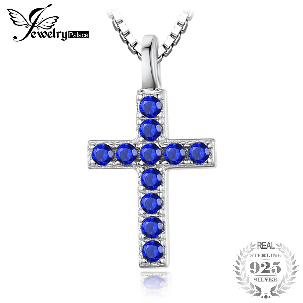Jewelrypalace 0.18 ct создано синий шпинель крест кулон 925 стерлингового серебра Подвески