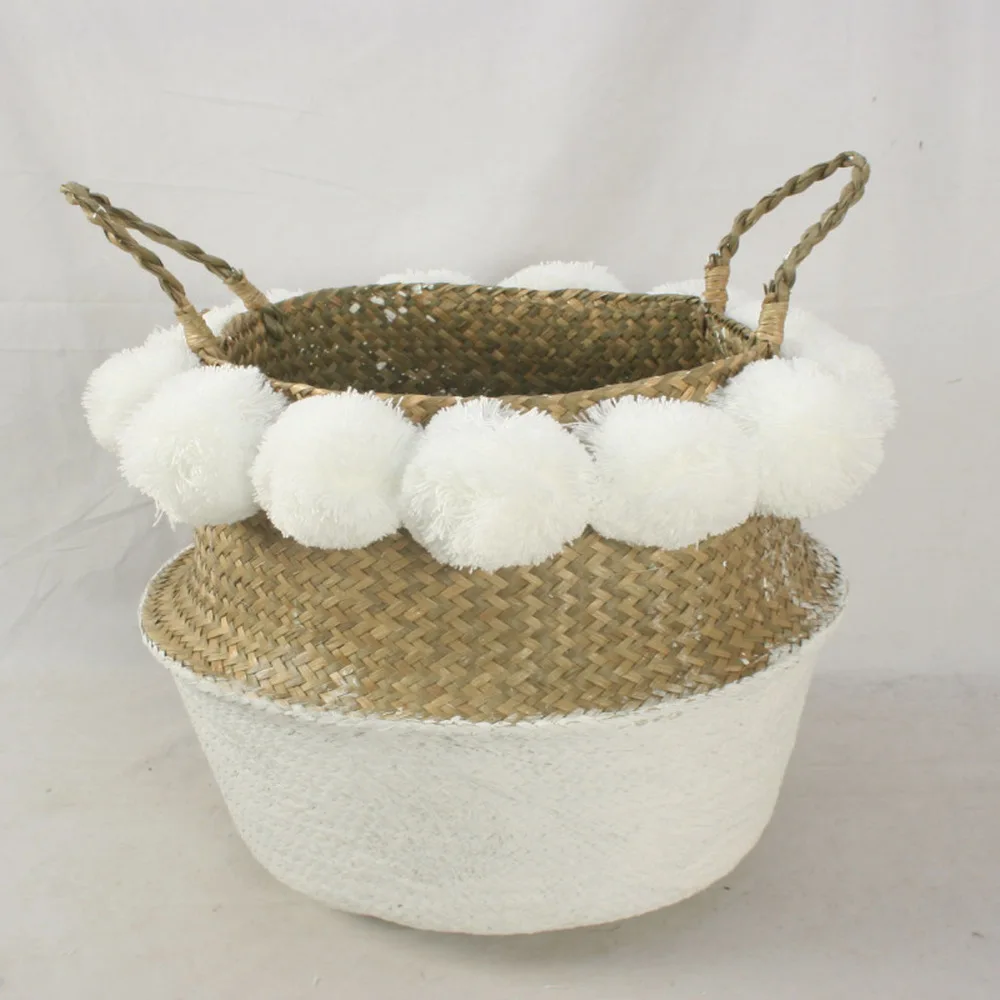 Корзина из морской травы Цветочные растения горшки с Pom цветочные корзины