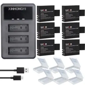 6BatteryAndCharger Sj4000 батарея+ 3 слота светодиодный зарядное устройство для спортивной экшн-камеры SJCAM SJ4000 Wi-Fi SJ5000 Wi-Fi M10 SJ5000X sj6000 sj7000 SJ8000 SJ9000 EKEN 4K H8 H9 - Цвет: 6BatteryAndCharger