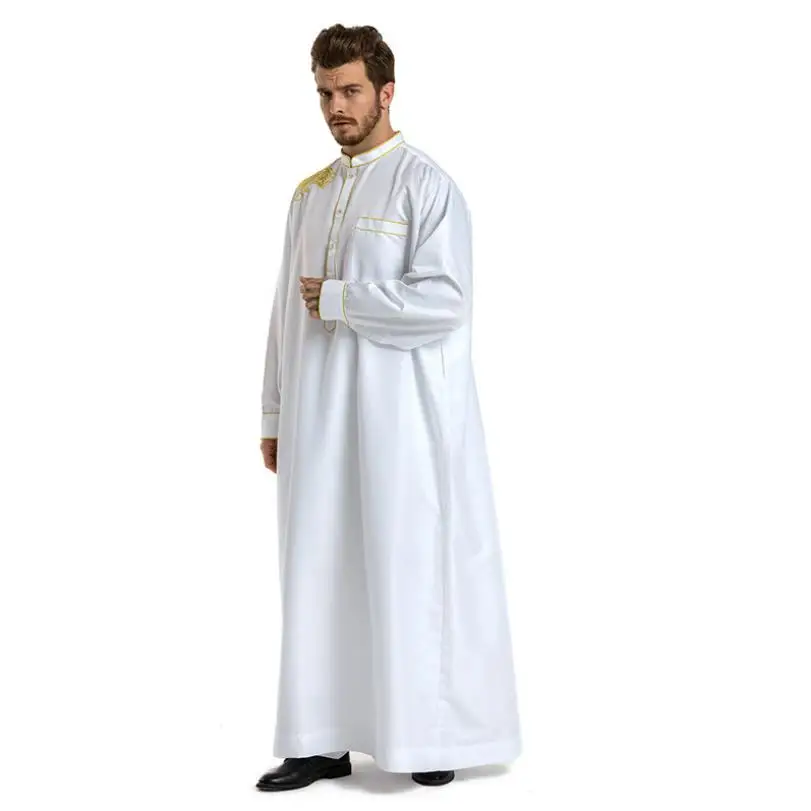 Длинная мусульманская одежда с вышивкой модная мужская Дубая мода молитвенная