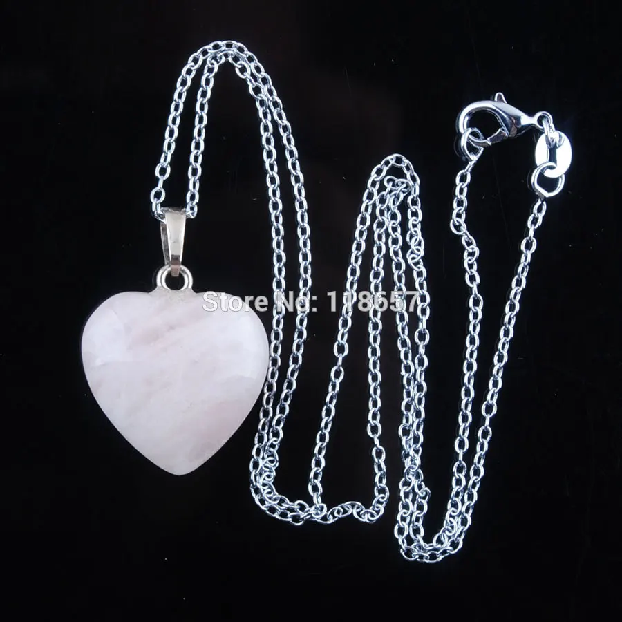 Pendant and Chain YOWOST натуральные тигры глаз авантюрин Агаты кристаллы аметиста лазурит Любовь Сердце с кулоном и бусинами в виде камней ожерелье ювелирные изделия IBN345 - Окраска металла: Pendant and Chain