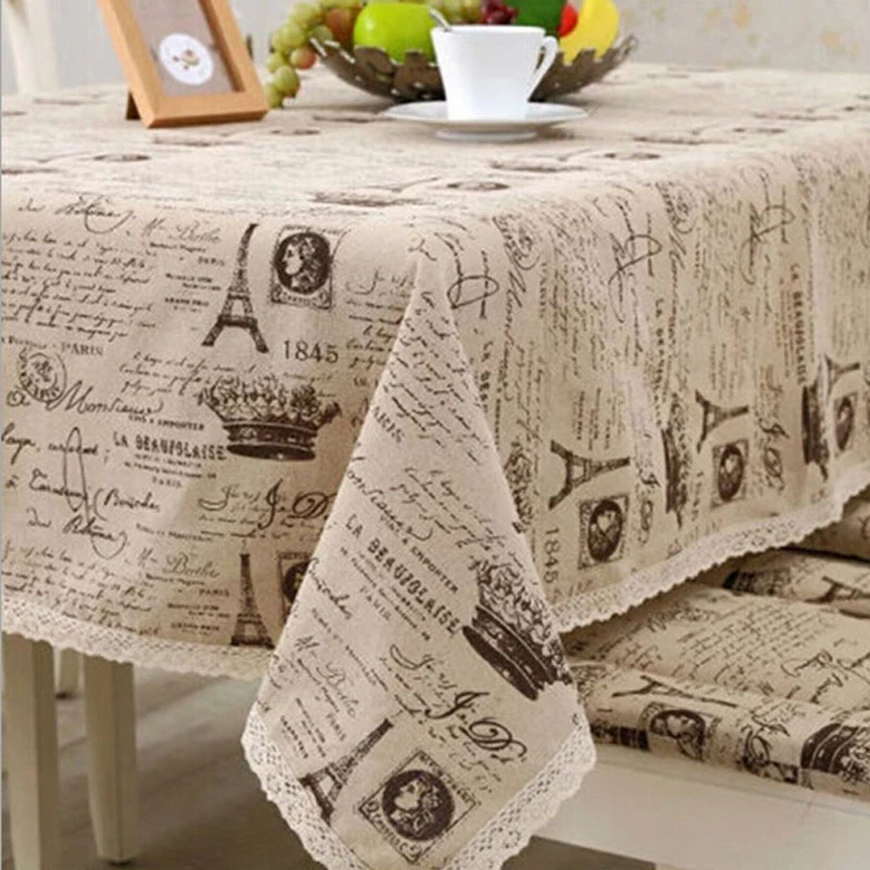 Европейская мода льняная скатерть с принтом короны башни букв