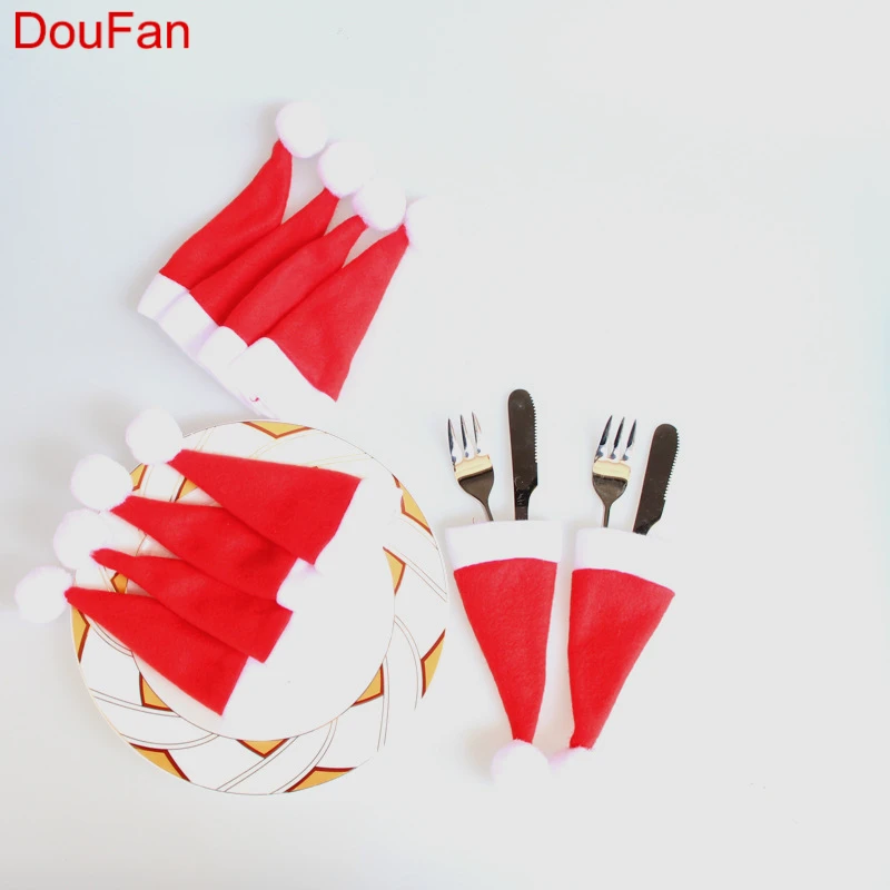 5 шт. 13*6 см Санта шляпа вилка в рождественском стиле сумка рождественские