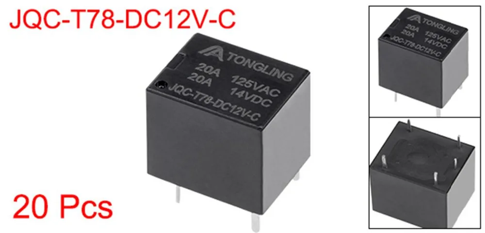 Uxcell 20 шт. реле постоянного тока 12 В катушка SPDT 5P PCB электромагнитное питания