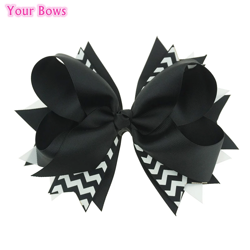Твои банты 1 шт. 8 дюймов Большая лента Гро-Гро ленты для волос белые черные