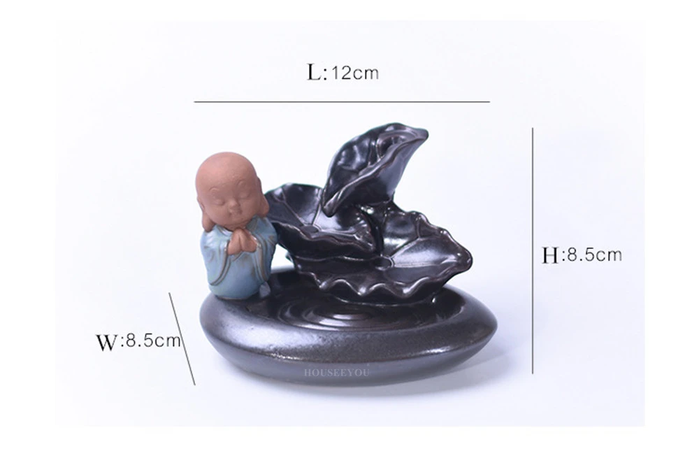 10 шт пирамидки благовоний+ маленький монах Lotus Zen Blackflow водопад Ладан цветок горелки ароматическая курильница пуля конусная палочка держатель