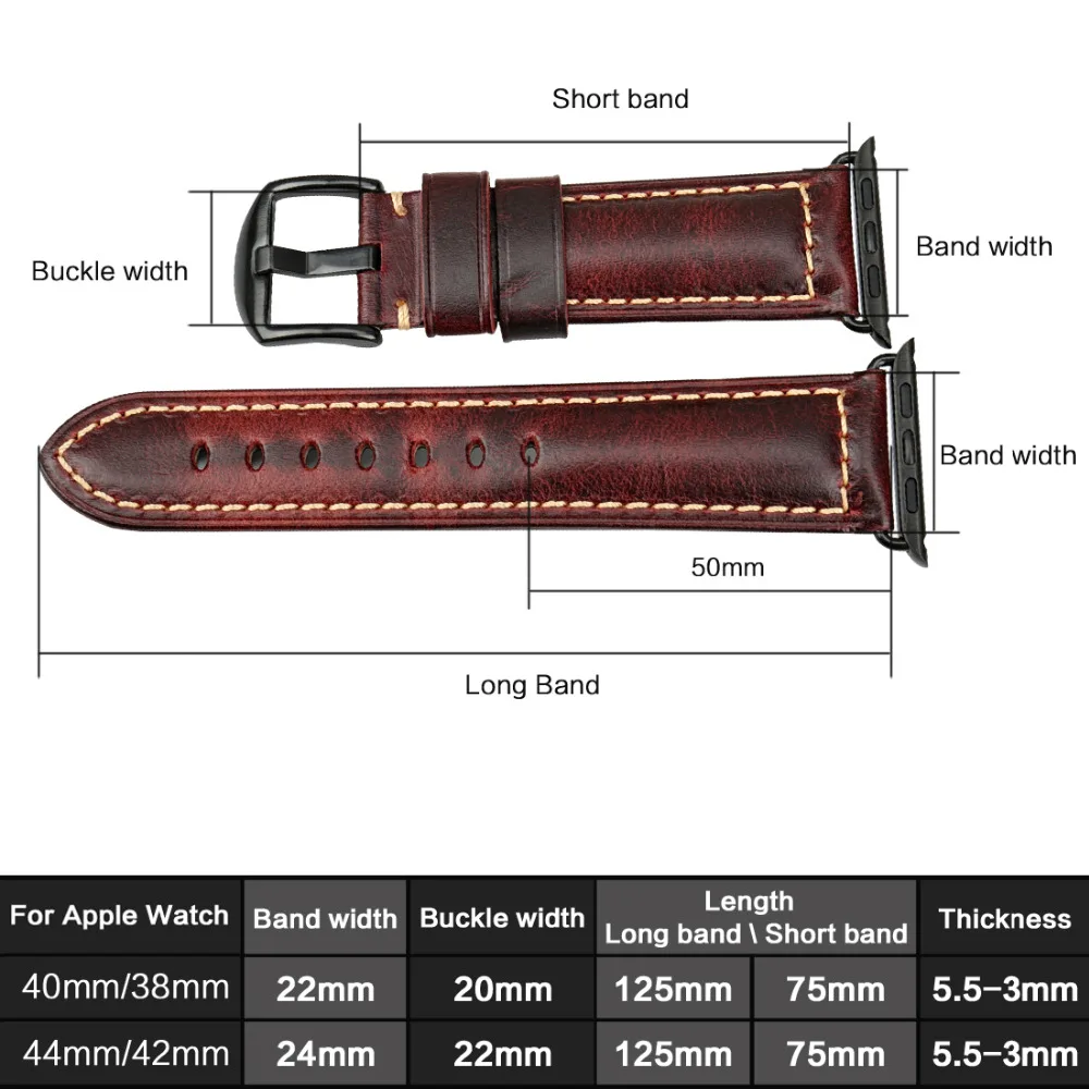 Фото Ремешок из натуральной кожи для Apple Watch Series 5 4 3 2 1, 42 мм 38 мм №2