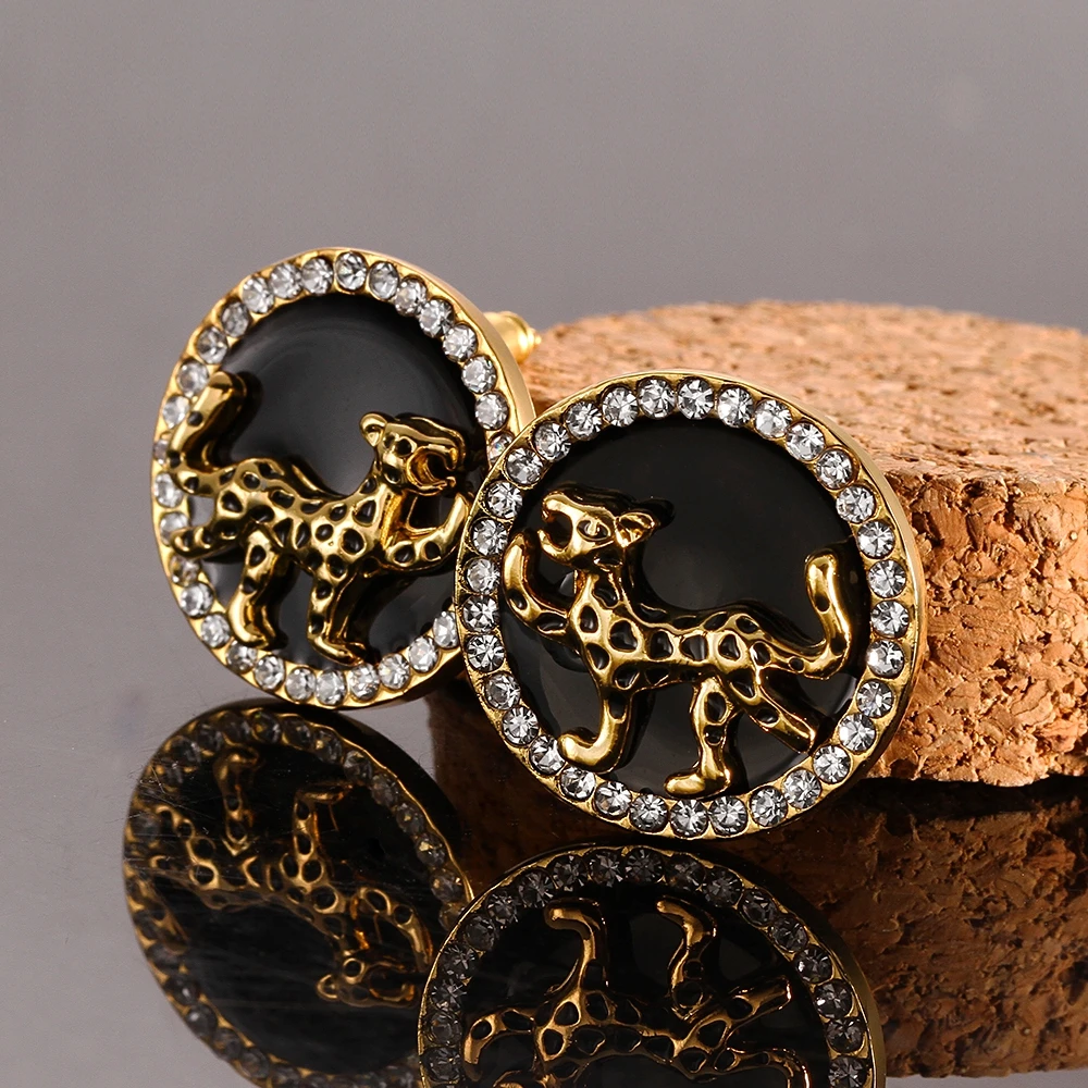 Hot! Fashion Popular Zircon Round Dog Earring Engagement Gold Color earring for women LKN18KRGPE1002-A | Украшения и аксессуары