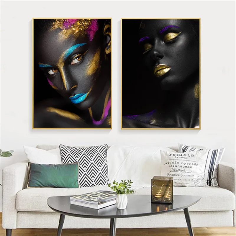 Сексуальная темная кожа Женская Художественная Картина на холсте модный постер