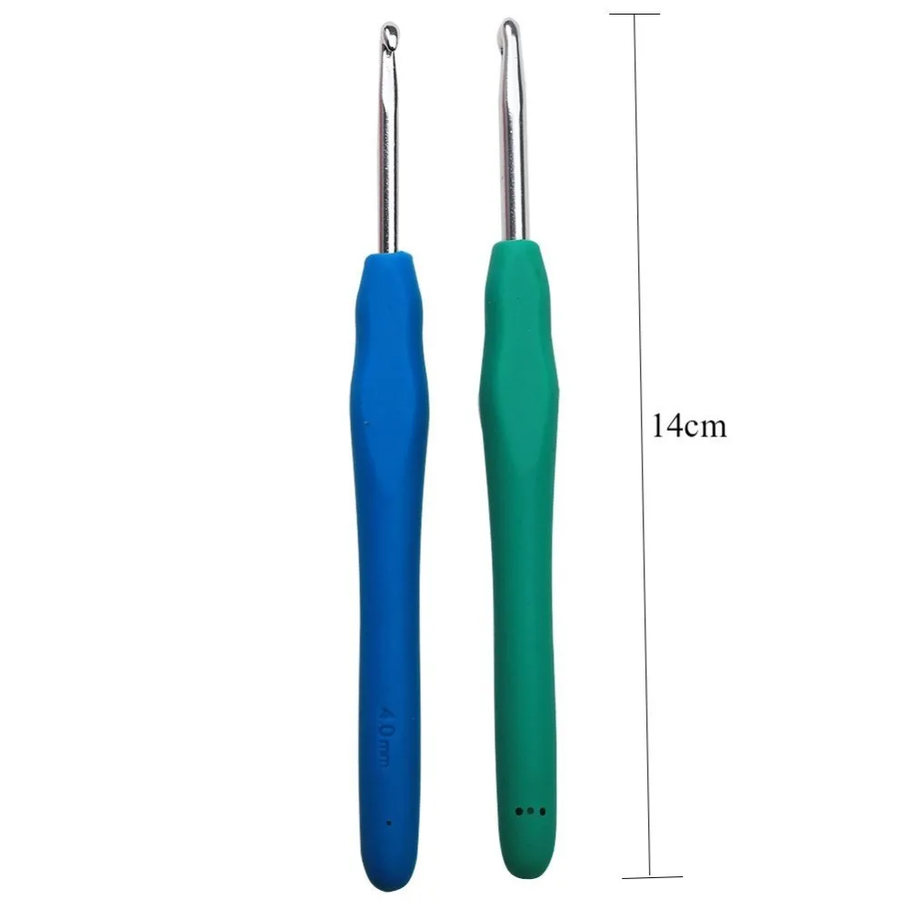 Набор крючков для вязания крючком 12 шт. эргономичная мягкая резиновая ручка и