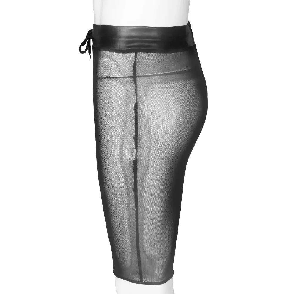 Шорты мужские из искусственной кожи шелковые облегающие прозрачные сетчатые с