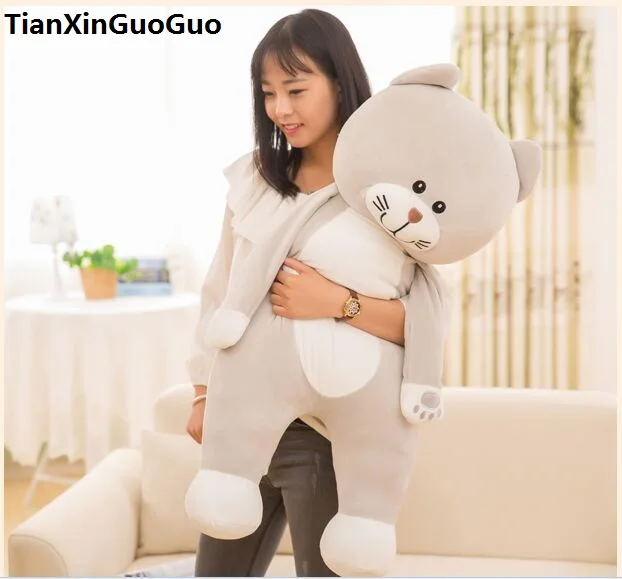 Мягкая Наполняющая игрушка большая 100 см бежевая плюшевая в виде кошки