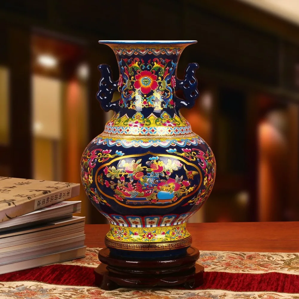 

Керамическая ваза Jingdezhen, эмалированная хрустальная ваза, Современное украшение для дома, бинауральное оборудование, оптовая продажа