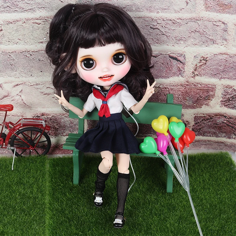 ICY Nude Blyth кукла для серии No. BL9219 волосы темно фиолетового цвета Резные Губы Улыбка