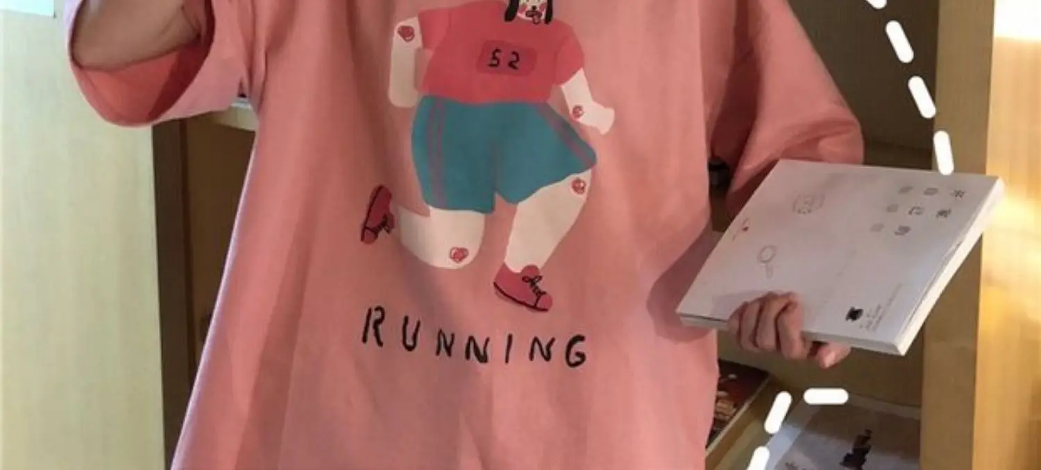 YouGeMan Футболка женская короткий рукав футболки летняя одежда Корейский Ulzzang Harajuku Kawaii печатная розовая футболка женский топ