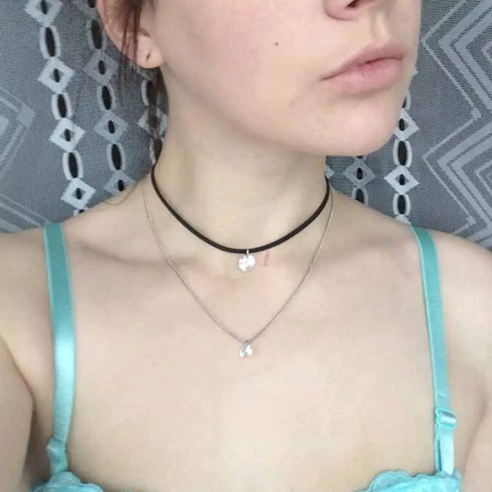 Новое поступление 2018 года модный кожаный чокер колье с кристаллами