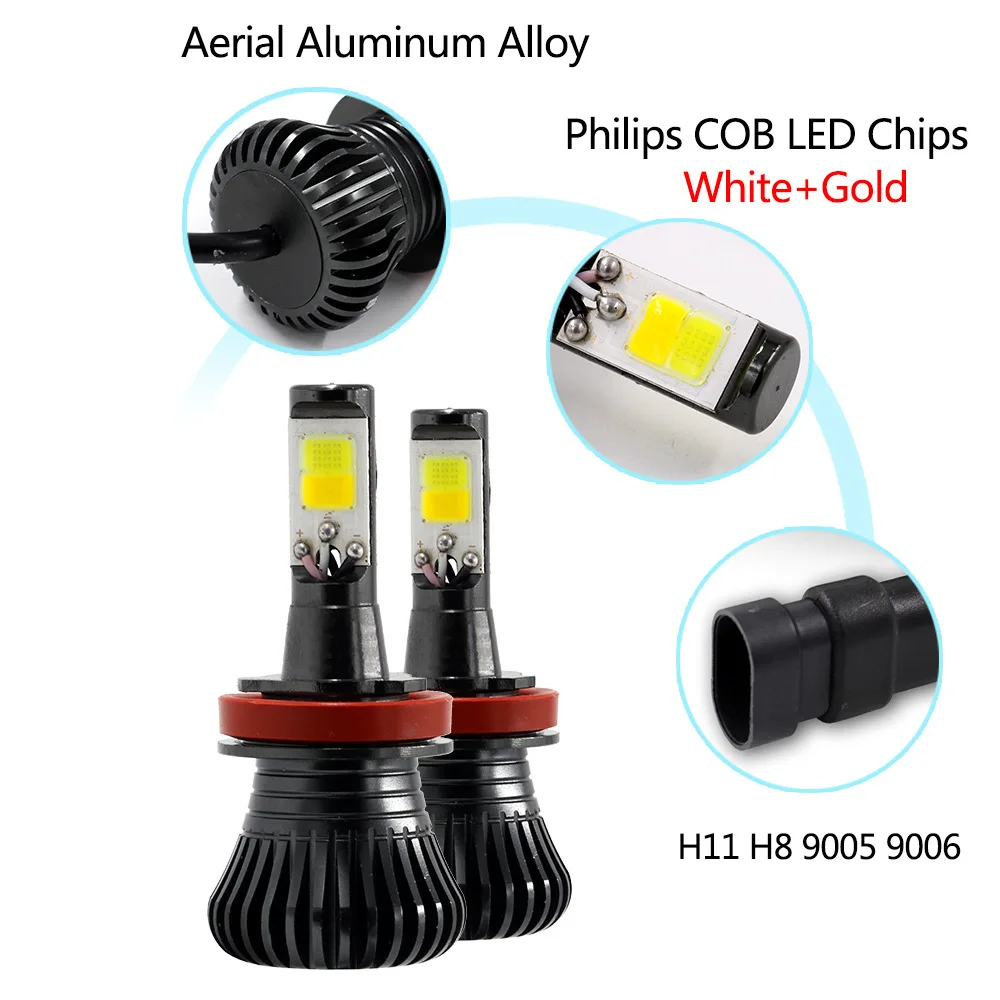 2 шт. Двухцветные светодиодные противотуманные фары 6000 К белый синий цвет 30 Вт IP68