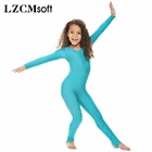 LZCMsoft Детский костюм для девочек, блестящий нейлоновый костюм для гимнастики, с длинными рукавами, для детей