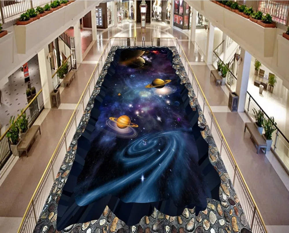 3D половой коврик из ПВХ на заказ самоклеющийся обои звезда с видом Вселенной 3d