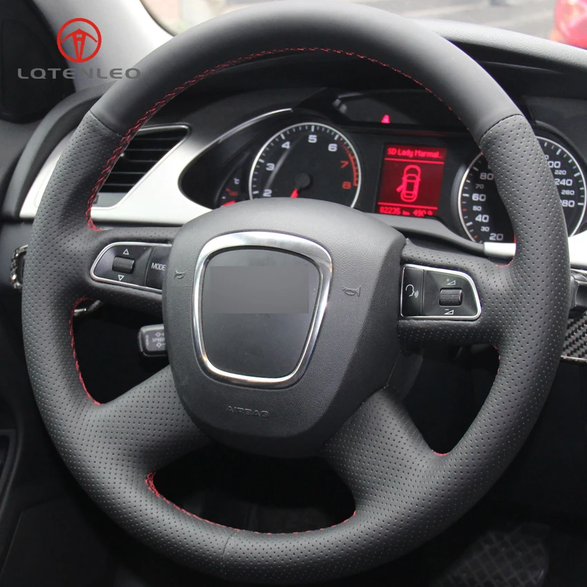 LQTENLEO черный из натуральной кожи DIY автомобиля Руль Обложка для Audi старый A4 B7 B8 A6 C6 2004-2011 q5 2008-2012 Q7 2005-2011