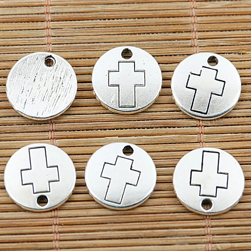 

30pcs tibetan silver tone cross pattern charms EF1492