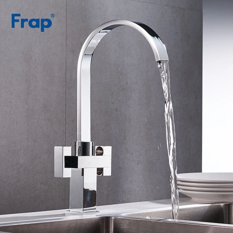 

Frap New Arrival Polished Silver Brass Swivel Kitchen Sinks Faucet Dual Handle Kitchen Mixer Tap Torneira para banheiro Y40023