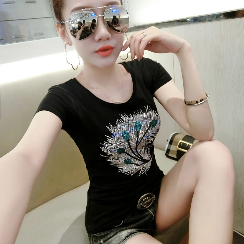 

2019 Women Summer T Shirt New Korean Black White Short Cotton T Shirt Women Tops Cute Loose Casual Tshirt Women Clothing H182