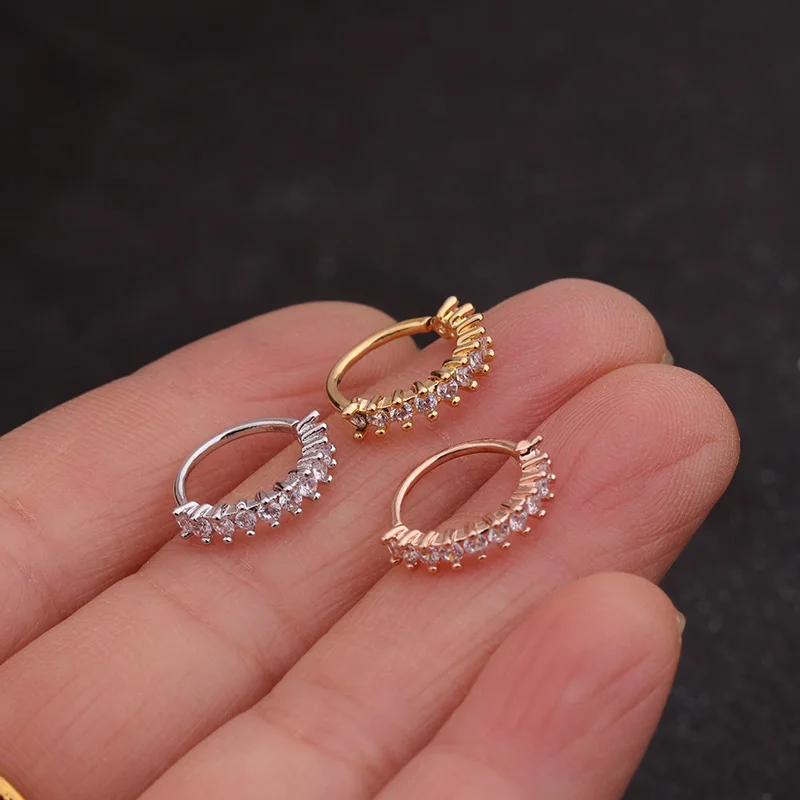 1PC Silver And Gold Color Ear Piercing Jewelry CZ Helix Cartilage Earring Rook Hoop Snug Ring | Украшения и аксессуары