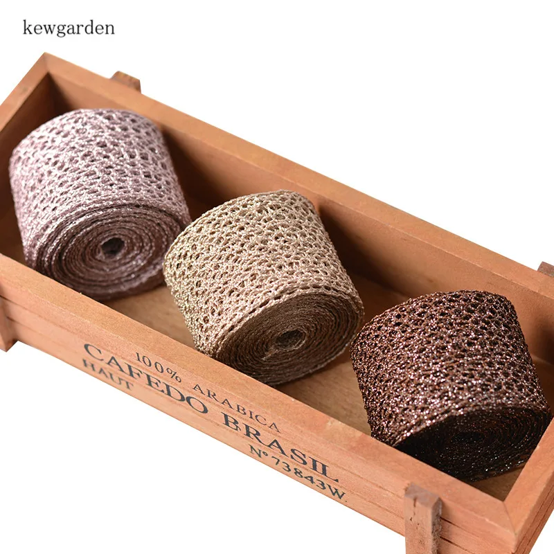 Kewgarden 1 5 &quot38 мм ажурная плетеная Цветочная лента DIY аксессуары для волос атласные