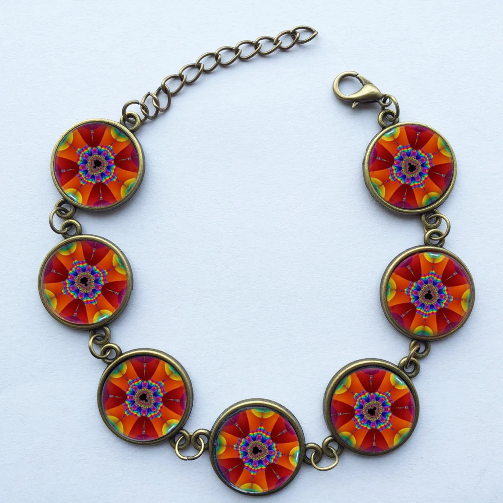 Оптовая торговля круглый стеклянный браслет Мандала со стеклянным куполом в