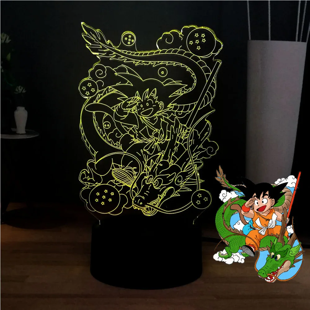 Акриловые семь Dragon Ball фигурка крутой Гоку 3D LED дом Атмосфера RGB прикроватный USB