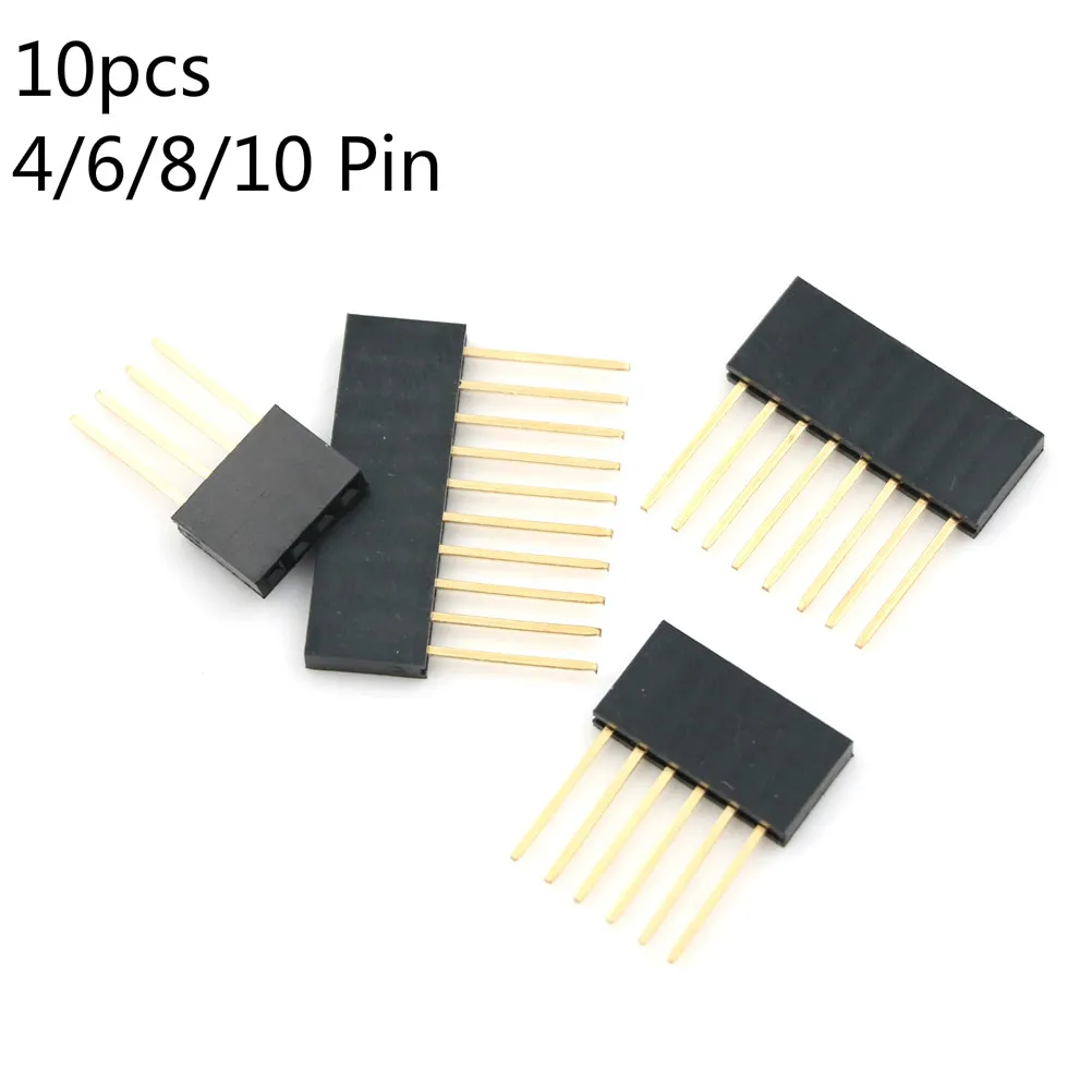 10 шт 2 54 мм 4/6/8/10 Pin штабелируемые длинные ножки Femal Header для Arduino Shield|Соединители| |