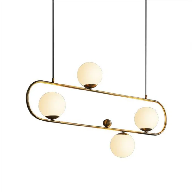 

Modern Nordic Milk White Glass Ball Gold Iron Led Pendant Light for Foyer Dining Room Bar Decor Suspension 2421