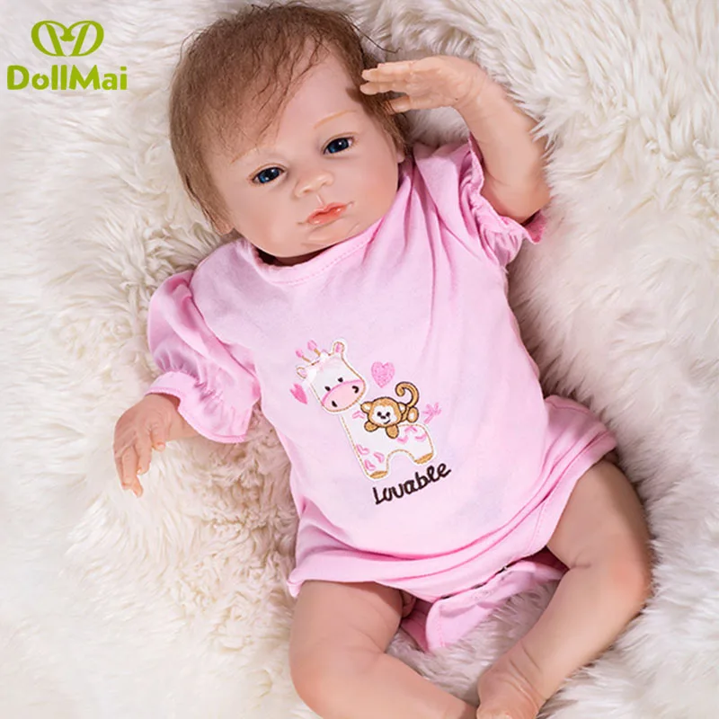 

46cm bebe alive reborn bonecas handmade Lifelike Reborn Baby Doll Girls cotton Body Vinyl Silicone with Pacifier child gift