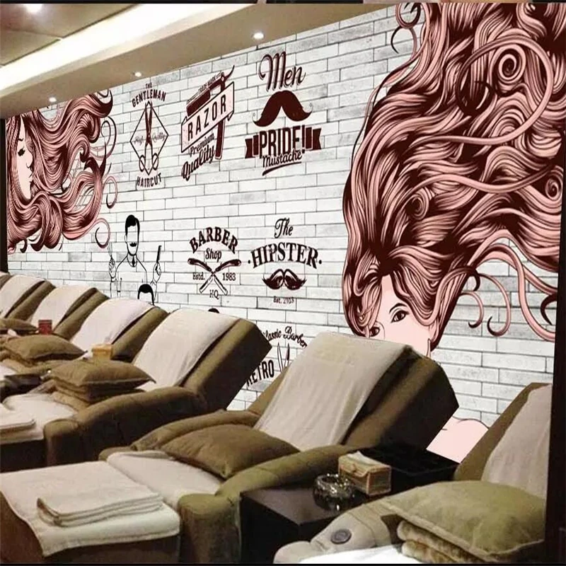 beibehang Custom wallpaper 3d photo mural European hair trend barber shop theme tooling wall papers home decor papel de parede |