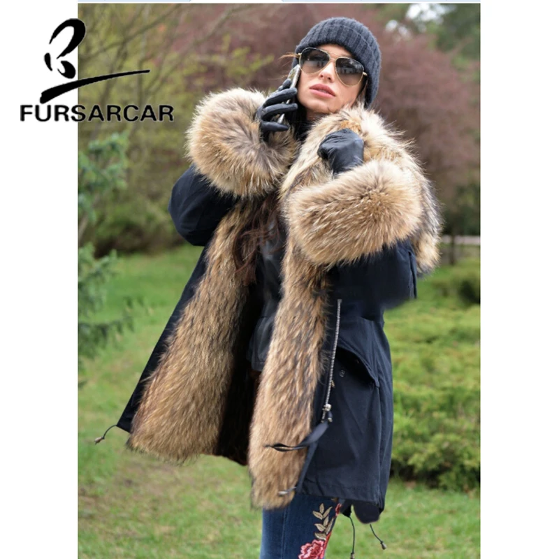 Роскошное Новое Стильное пальто FURSARCAR из натурального меха женская зимняя