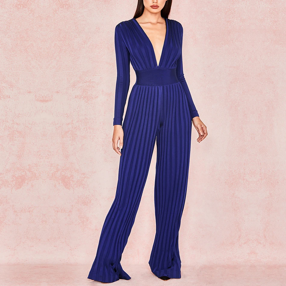 DressBird новейший женский бандажный комбинезон сексуальный глубокий v образный