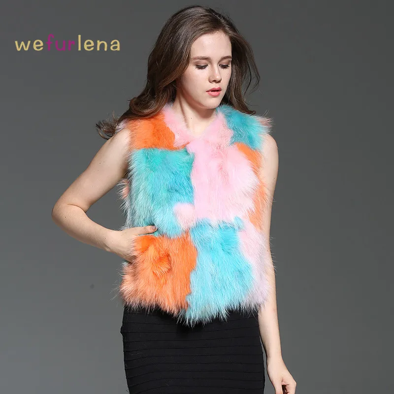 Welfurlena акция Женский жилет из натурального меха 2017 Осень и зима куртка енота с
