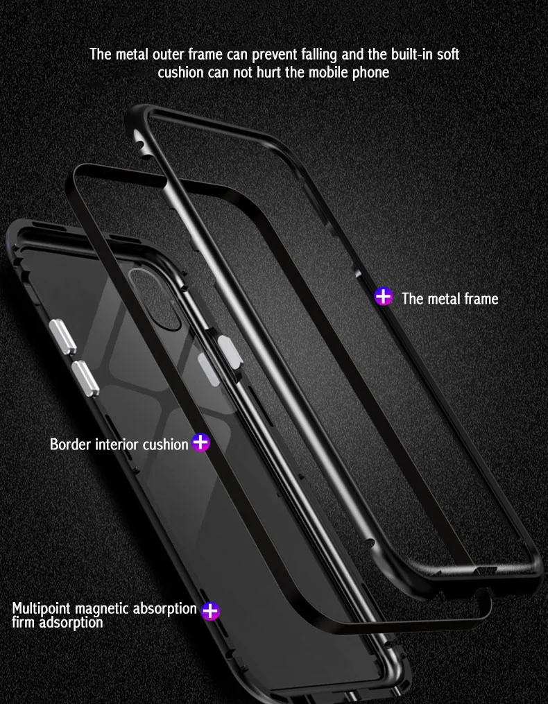360 Полный Чехол магнитный металлический чехол для iPhone 11 Pro XS MAX XR X защитный чехол с закаленным стеклом для iPhone 7 8 6 6S Plus Coque
