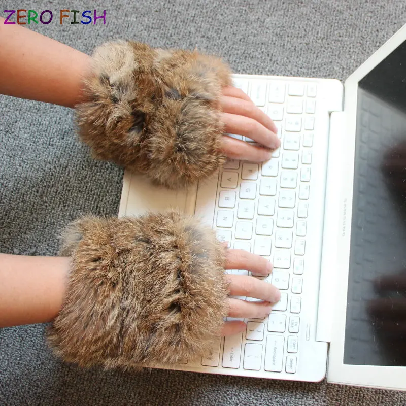 ZERO FISH * ручная работа вязаный мех настоящий кролика перчатки зимние варежки mit