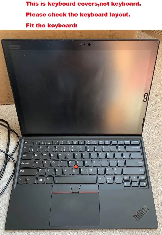 Прозрачный чехол клавиатура из ТПУ для ноутбука Lenovo thinkpad X1 Tablet 2018 release