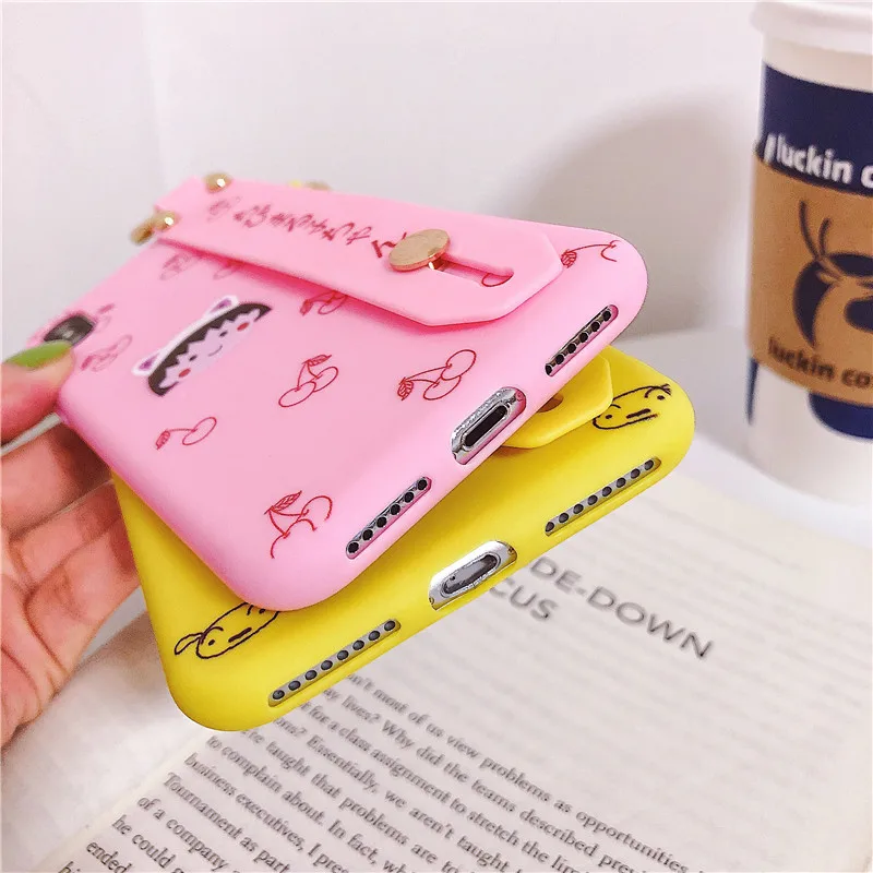 Crayon Shinchan Phone Cases For iPhone 6 6S 7 8 Plus Case Soft Glossy IMD Chibi Maruko Chan X XS MAX Wrist strap |